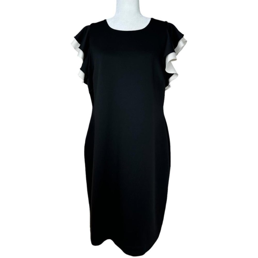 Tommy Hilfiger Black Dress flutter black and white sleeve size 14